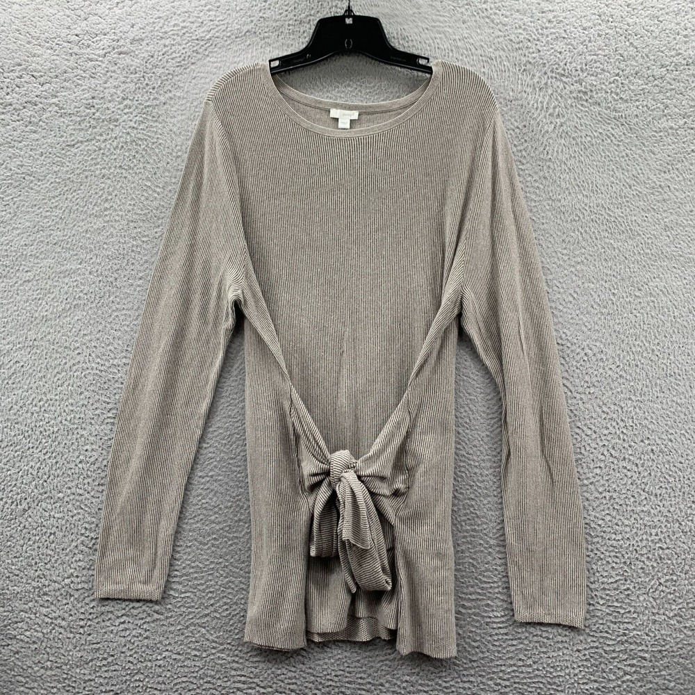 J. Jill Gray Ribbed Tie-Front Blouse